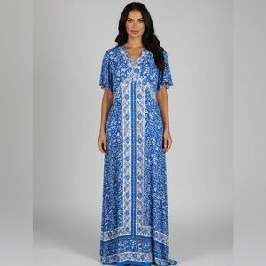MSK Blue and White Maxi Dress